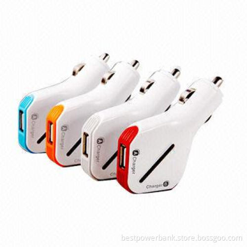 Hot-selling Dual-USB/OEM Logo Car Chargers with 12-24V DC Input, Many Colors Available
